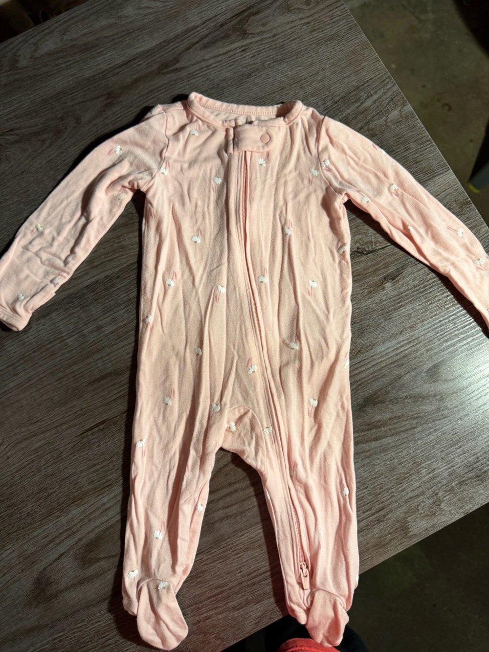 Carter's Light Pink Footed Sleep One-Piece with Tiny Heart Accents